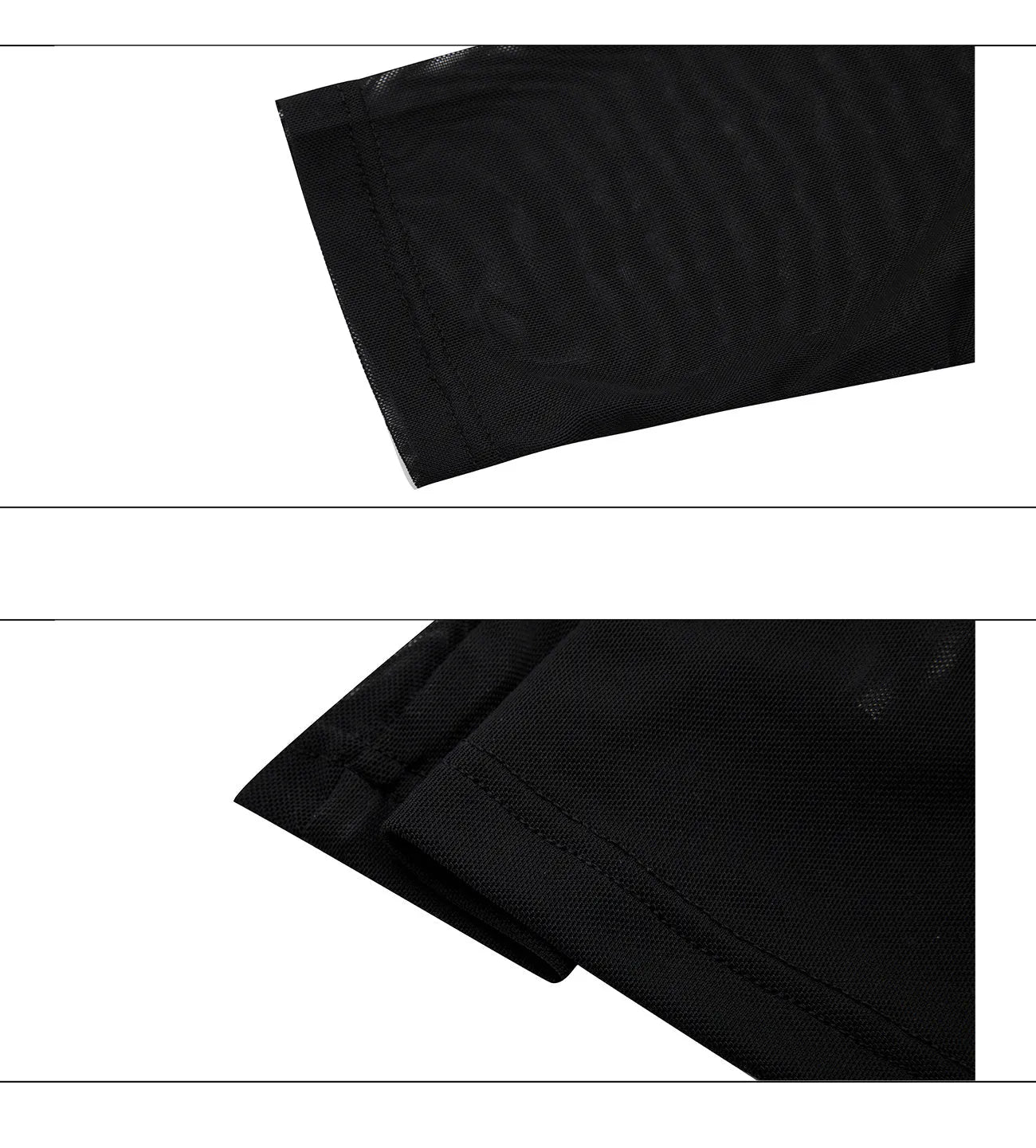 Black niche mesh ice-feeling slim bottoming long sleeve shirt on a mannequin, showing the trendy fit.