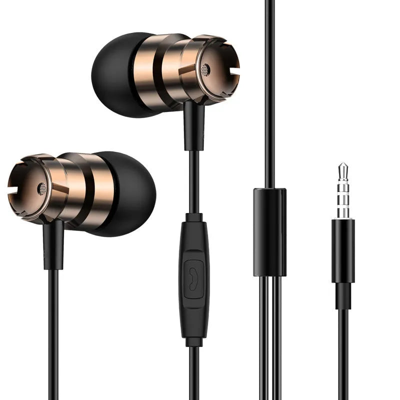 Metal turbo in-ear wired headphones with 3.5mm plug and microphone in various colours