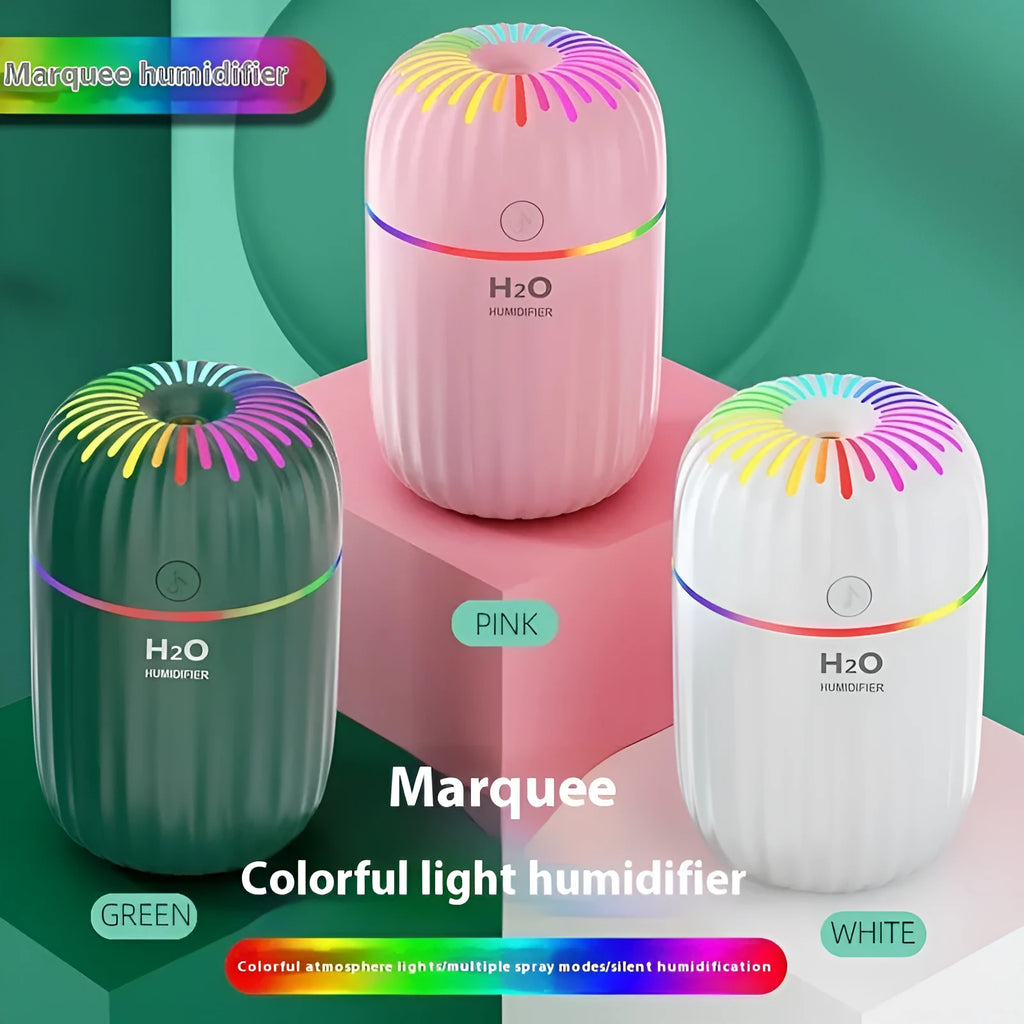 Mini car-shaped USB humidifier with animal design in green, pink or white colours for household aromatherapy and air humidification
