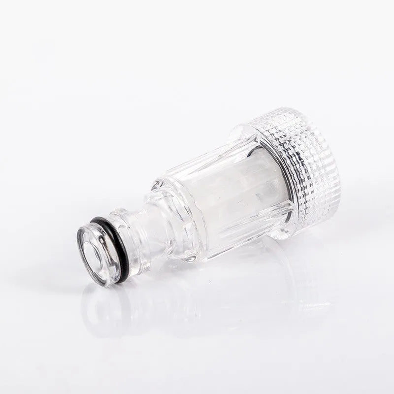 Transparent plastic inlet joint for Karcher pressure washer filter screen connection