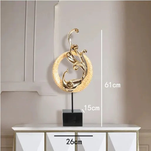 Large European-style phoenix resin ornament in silver, rose gold, or red colour options