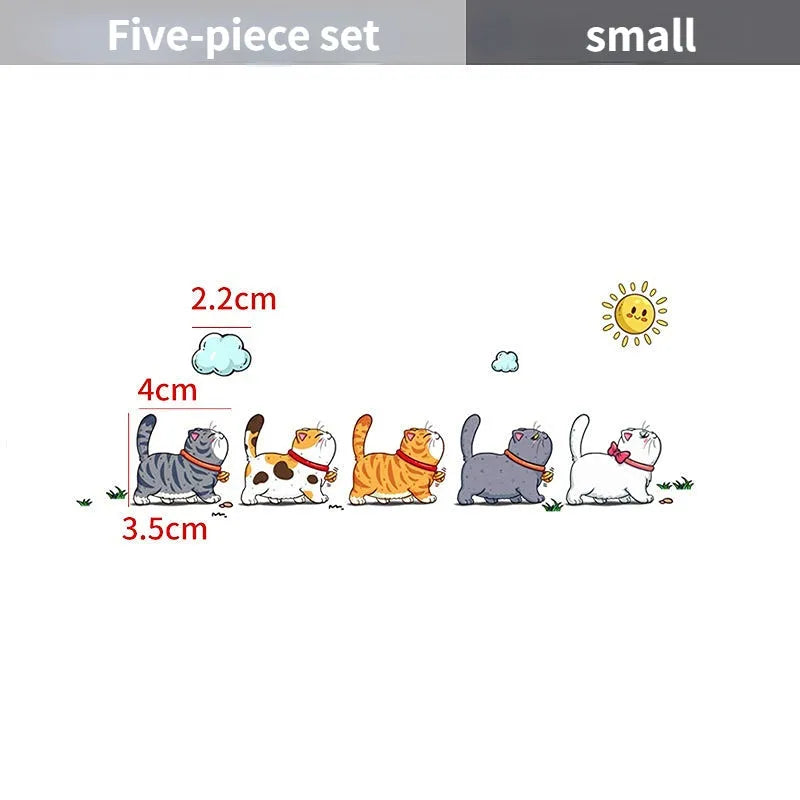 Car sticker with five cats climbing design in waterproof PVC material available in L, M, S sizes