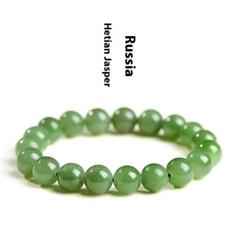 Natural Hetian jade bracelet with jasper stones in multiple bead size options