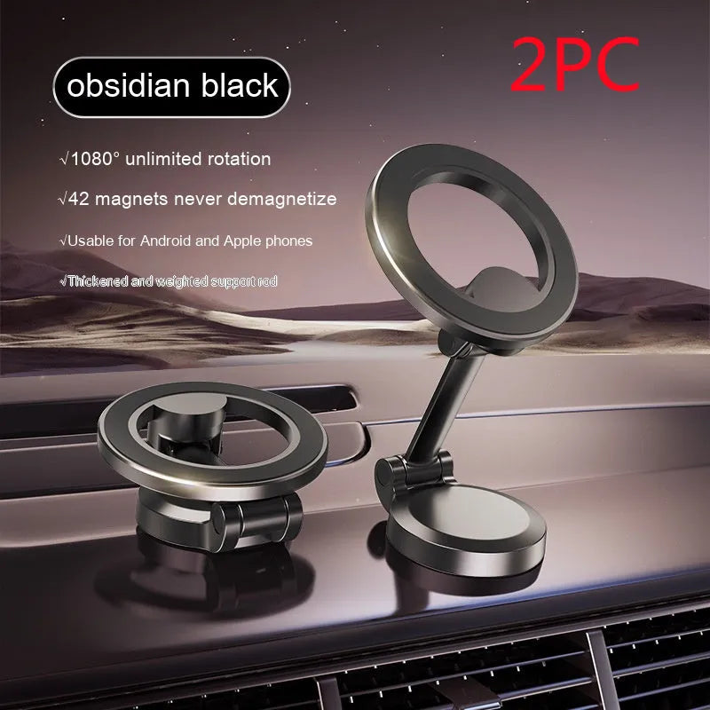 All-metal magnetic car phone mount in Qian colour with foldable design for dashboard mounting