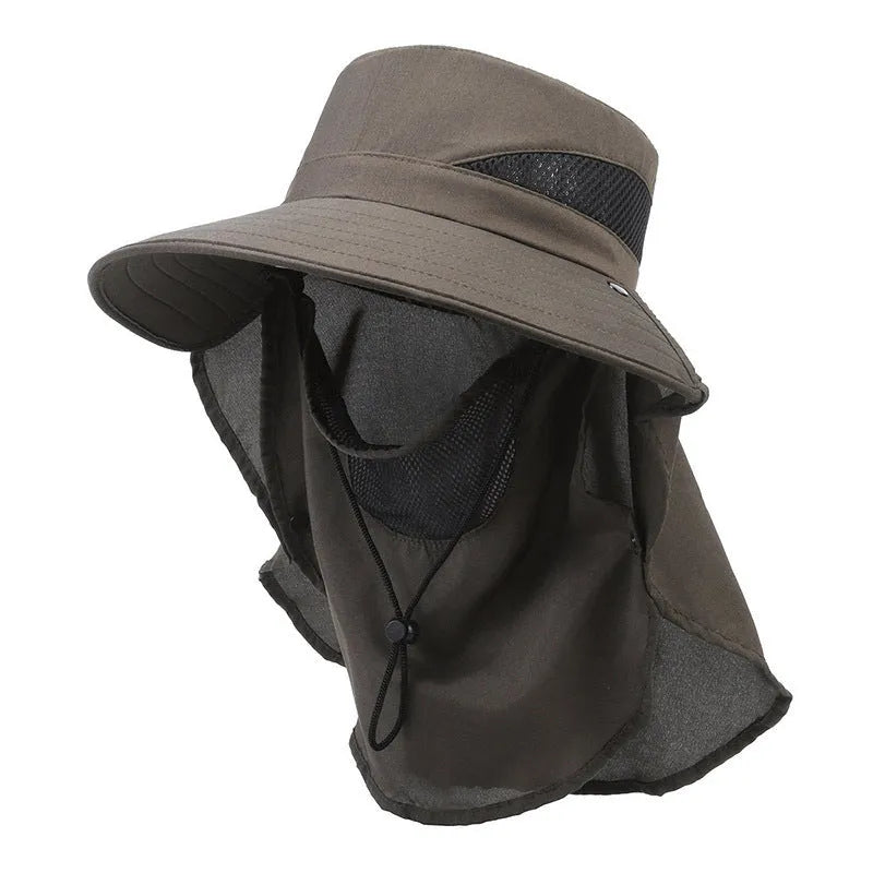 Men's wide brim fishing hat in polyester with adjustable sizing for sun protection