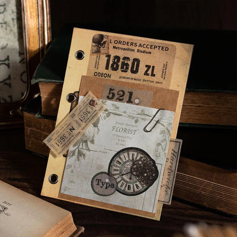 Retro English letter notebook and decorative card set with paper brick design