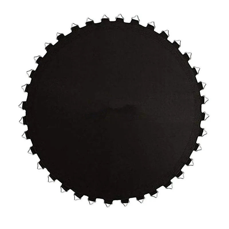 Round trampoline bungee fabric with button fasteners for repair and replacement.