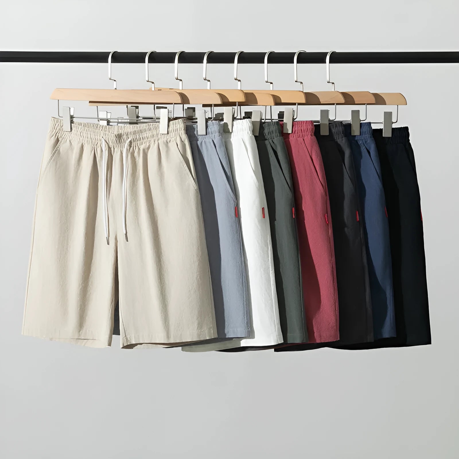Cotton and linen cropped pants in army green with drawstring waist closure