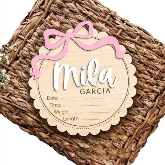 Customised wooden square ornament with personalised name for baby room decoration
