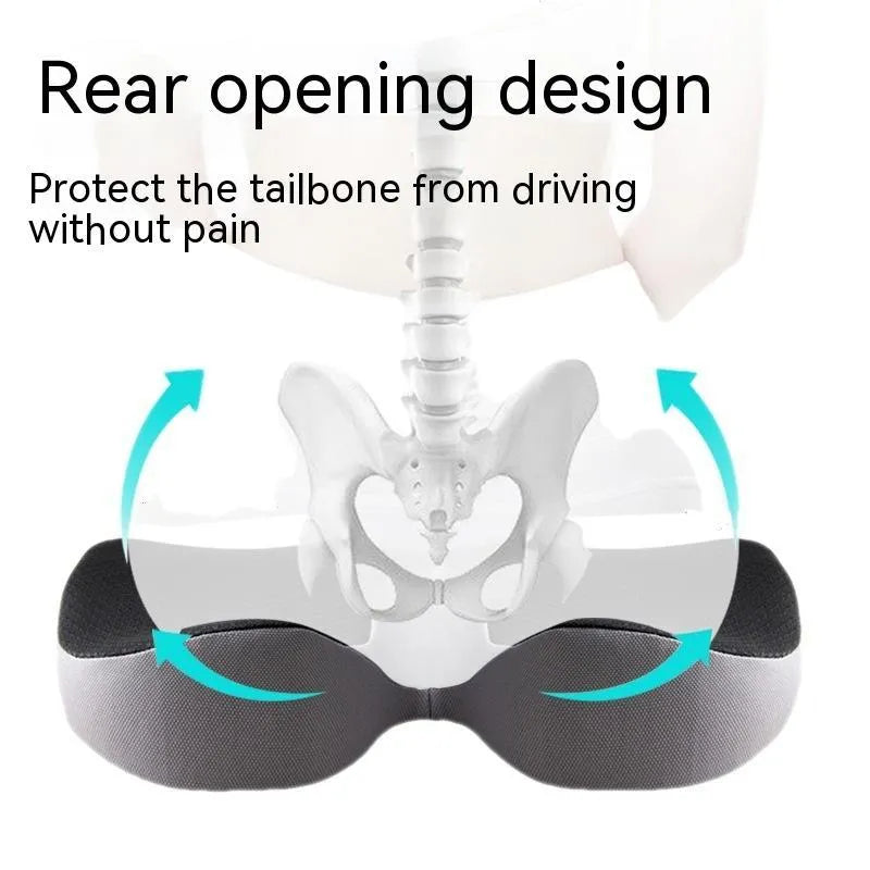 Curved bevel seat cushion with memory foam for tailbone support in multiple colour options