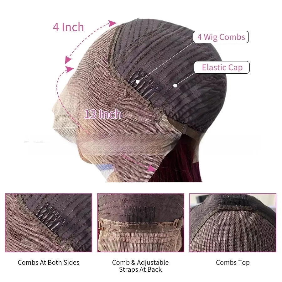 Real human hair Ruili style gradient wig on a stand, showcasing lace front cap construction.