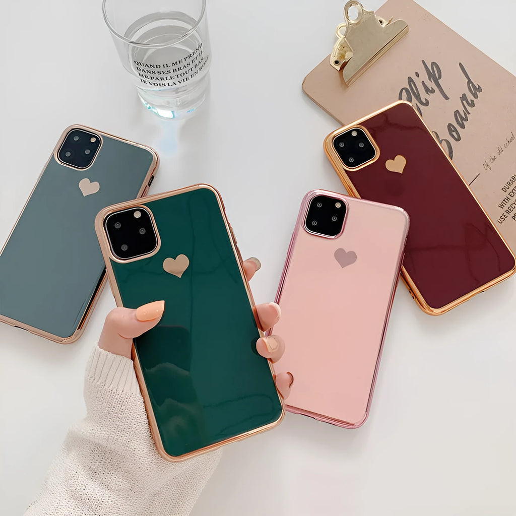 Solid colour TPU phone case for iPhone in blue, claret, pink and green options