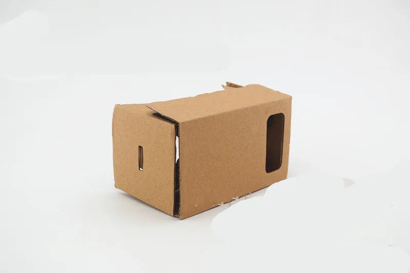Pink and white VR cardboard glasses for 6-inch smartphones with adjustable straps and magnet control