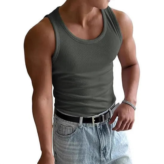 Men's tight fit polyester sports t-shirt in multiple colours on a hanger