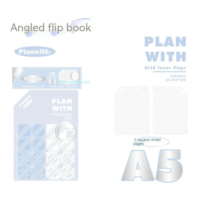 Artsy Ins Style Salt Series oblique angle student draft notebook in A5 or B5 size with white pages.