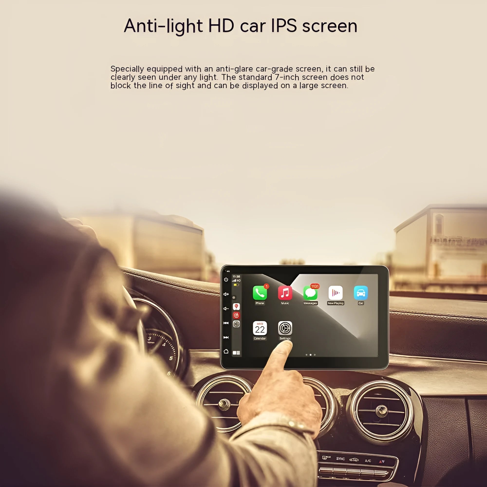 7-inch car GPS navigation unit with wireless CarPlay and reversing camera display on universal dashboard mount