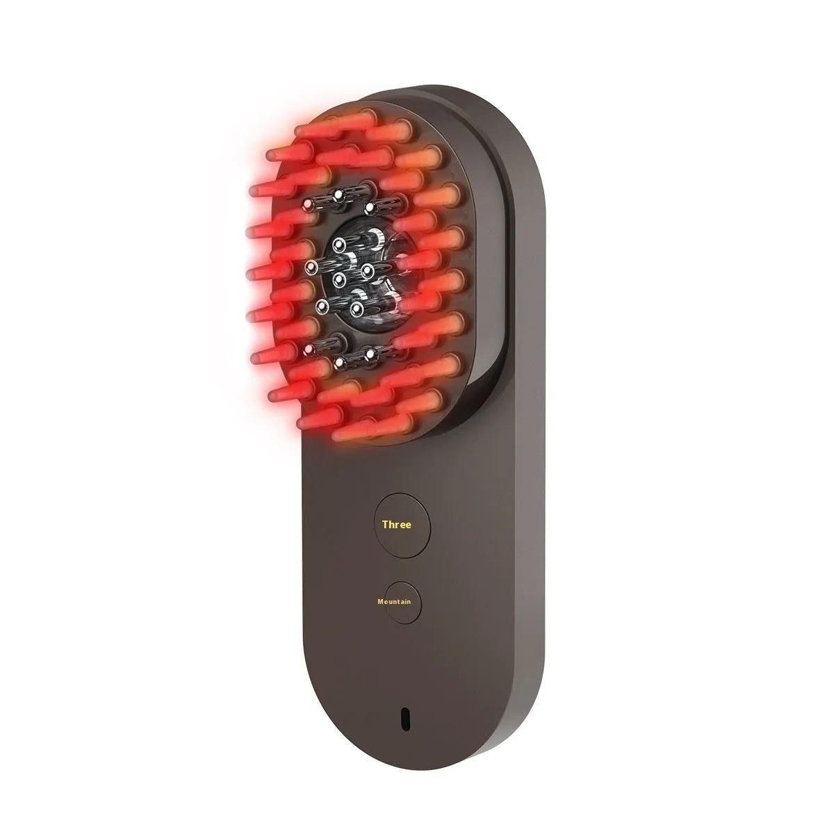 Pink and black smart massage comb with red light therapy for head care under 10cm