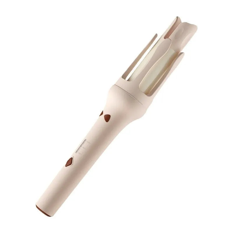 White automatic hair curler with 32mm barrels showing pink and purple colour options