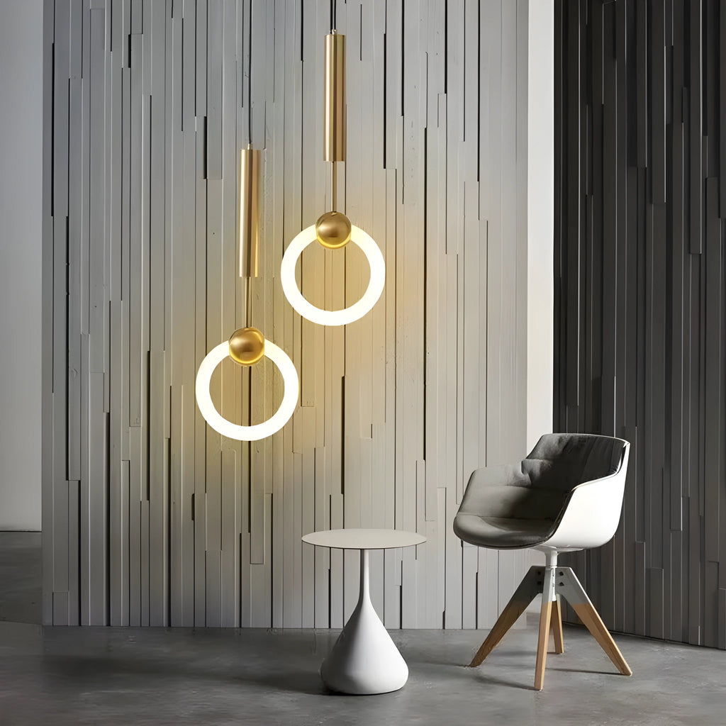 Nordic minimalist U-shaped bedroom chandelier pendant light with tri-colour dimming