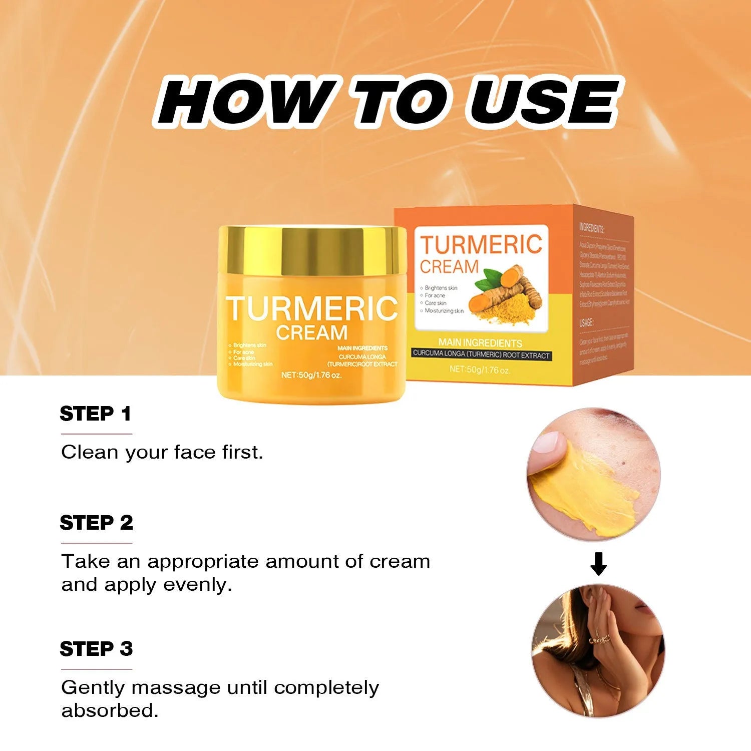 50g jar of brightening hydrating moisturising cream, compact size.