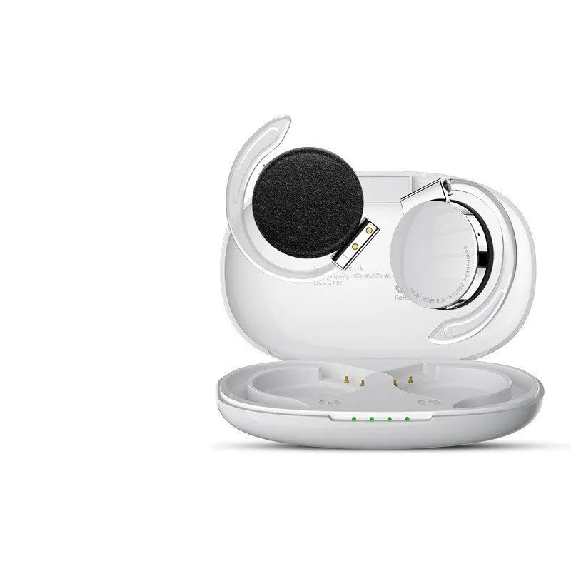 Black and white sports wireless Bluetooth earphones with ear plug design
