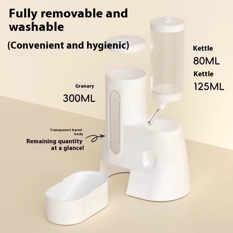 Hamster automatic drinking water feeder and food basin in blue, pink or white colours