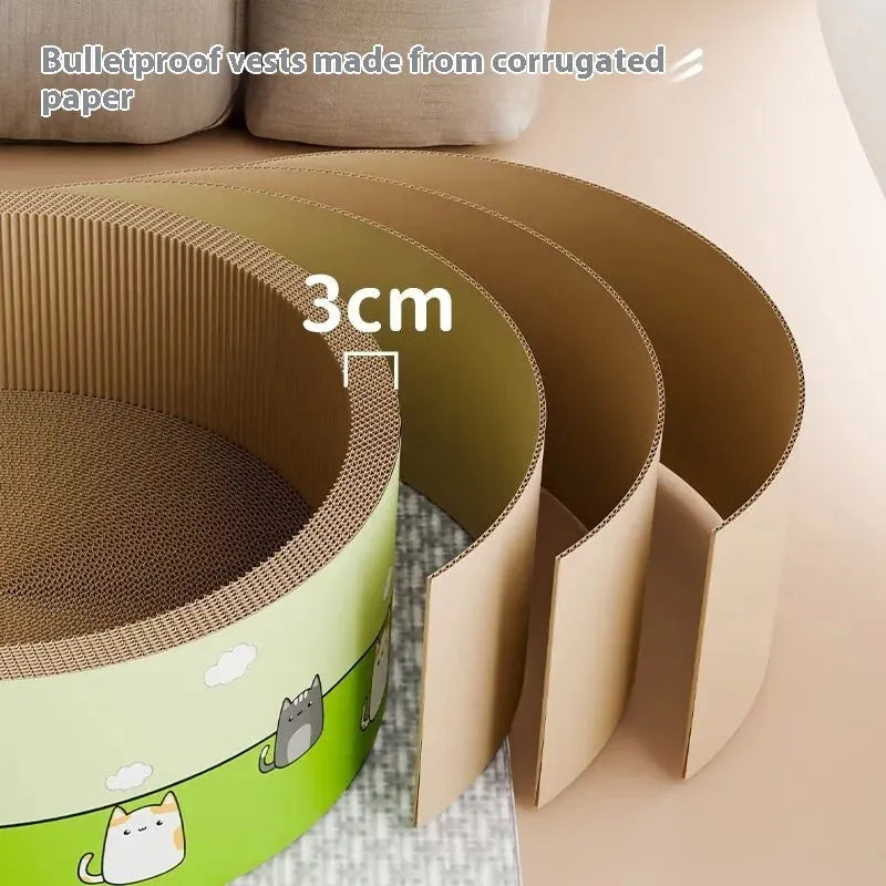 45cm round cat scratch board with deep pit texture made from corrugated paper
