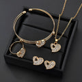 Women's gold electroplated alloy jewellery set with adjustable necklace, earrings, and bracelet
