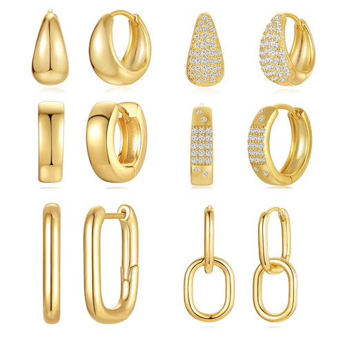 Brass diamond earclip earrings in geometric circular design with gold electroplated finish