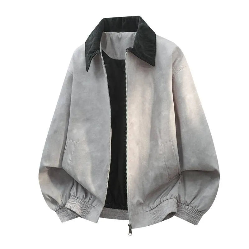 Men's casual jacket with stitching lapel detail in Lycra blend fabric