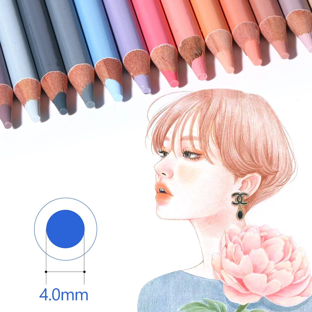 24-colour skin tone portrait pencil set in round iron storage case for hand-painted artwork