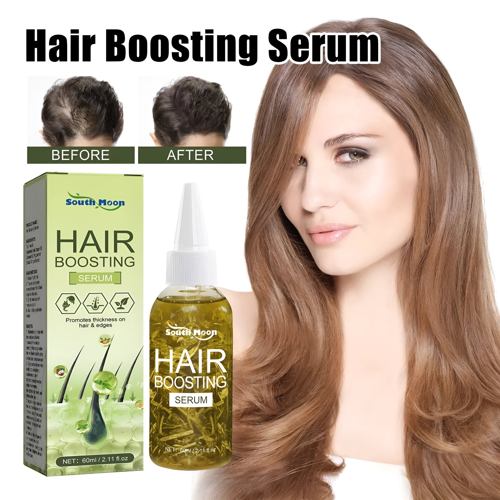 60ml bottle of anti-fall repair hair oil for softening and moisturising dry hair ends.