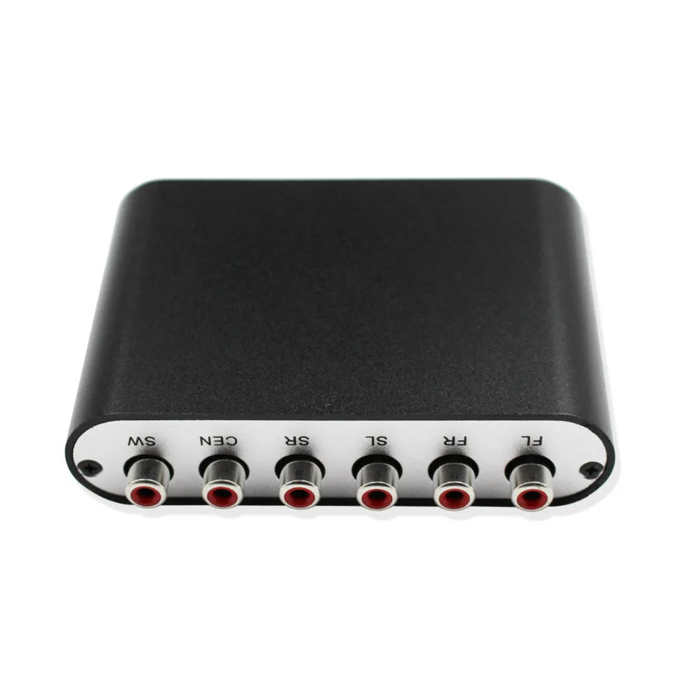 Black DTS Dolby AC-3 digital audio decoder with optical coaxial inputs for 5.1 channel conversion