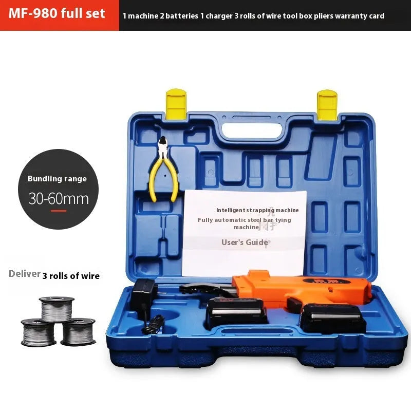 Electric steel bar tying machine with battery and toolbox for construction reinforcement work