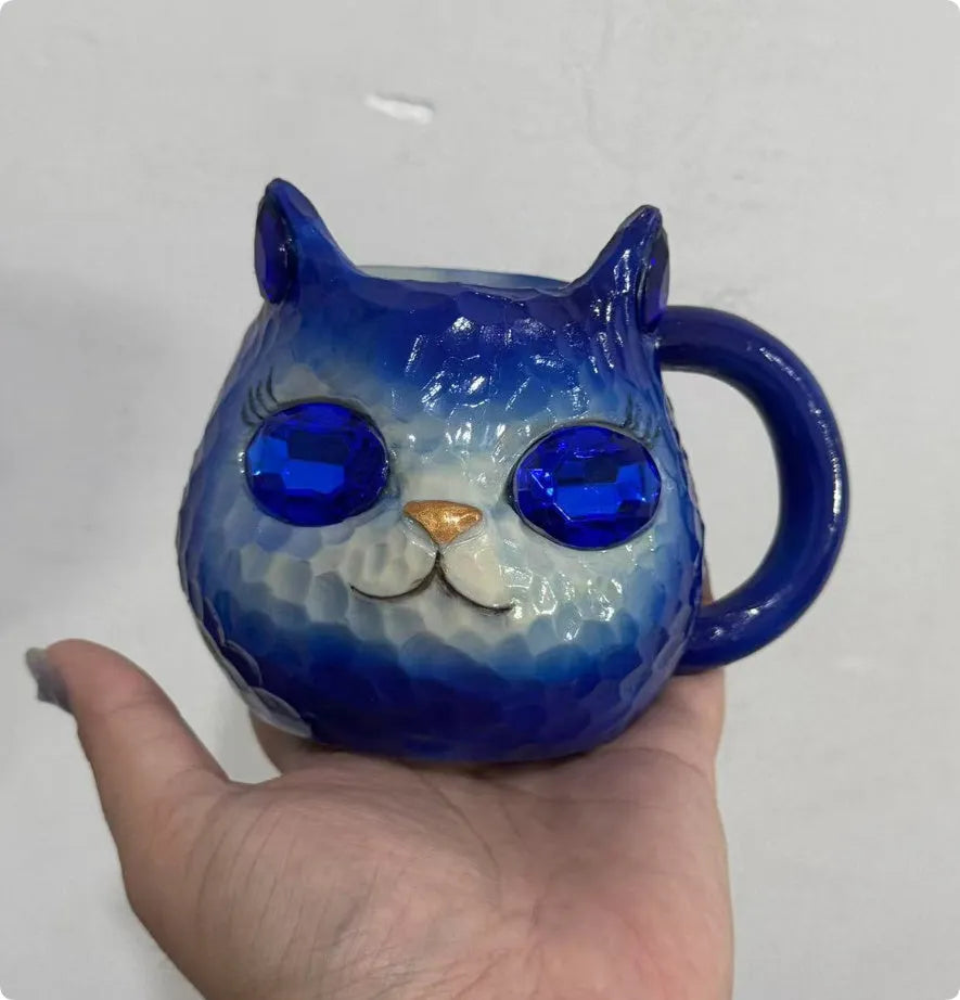 Resin crystal cat cup decorative craft in American style design