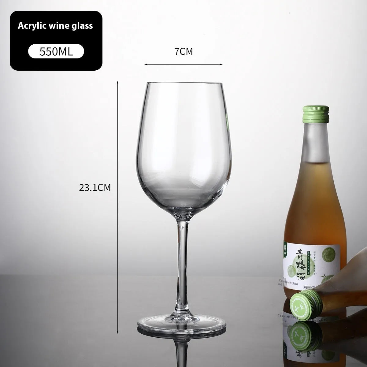 Clear PC acrylic wine bottle for catering with drop-resistant food-grade plastic construction