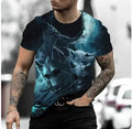 Retro 3D animal print men's short-sleeved T-shirt in bird eye cloth fabric