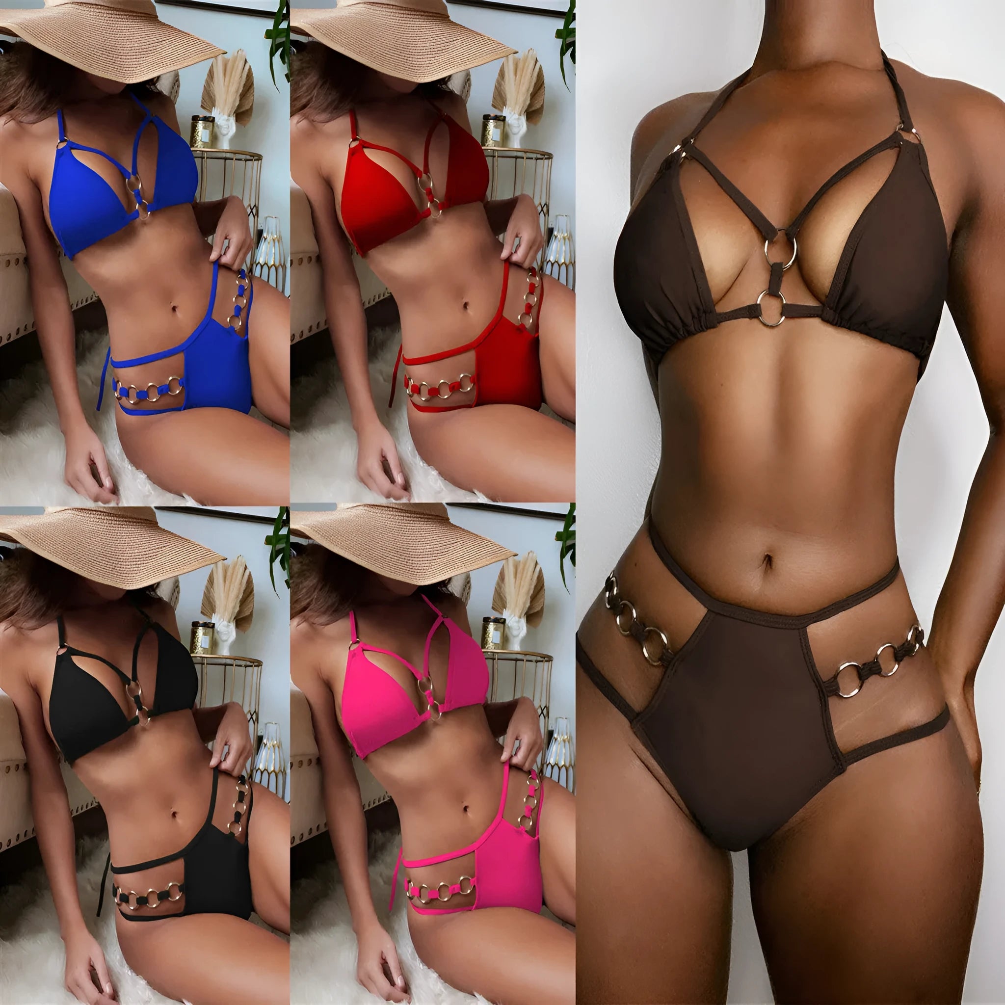 Women's separated bikini swimwear set in nylon available in five colours