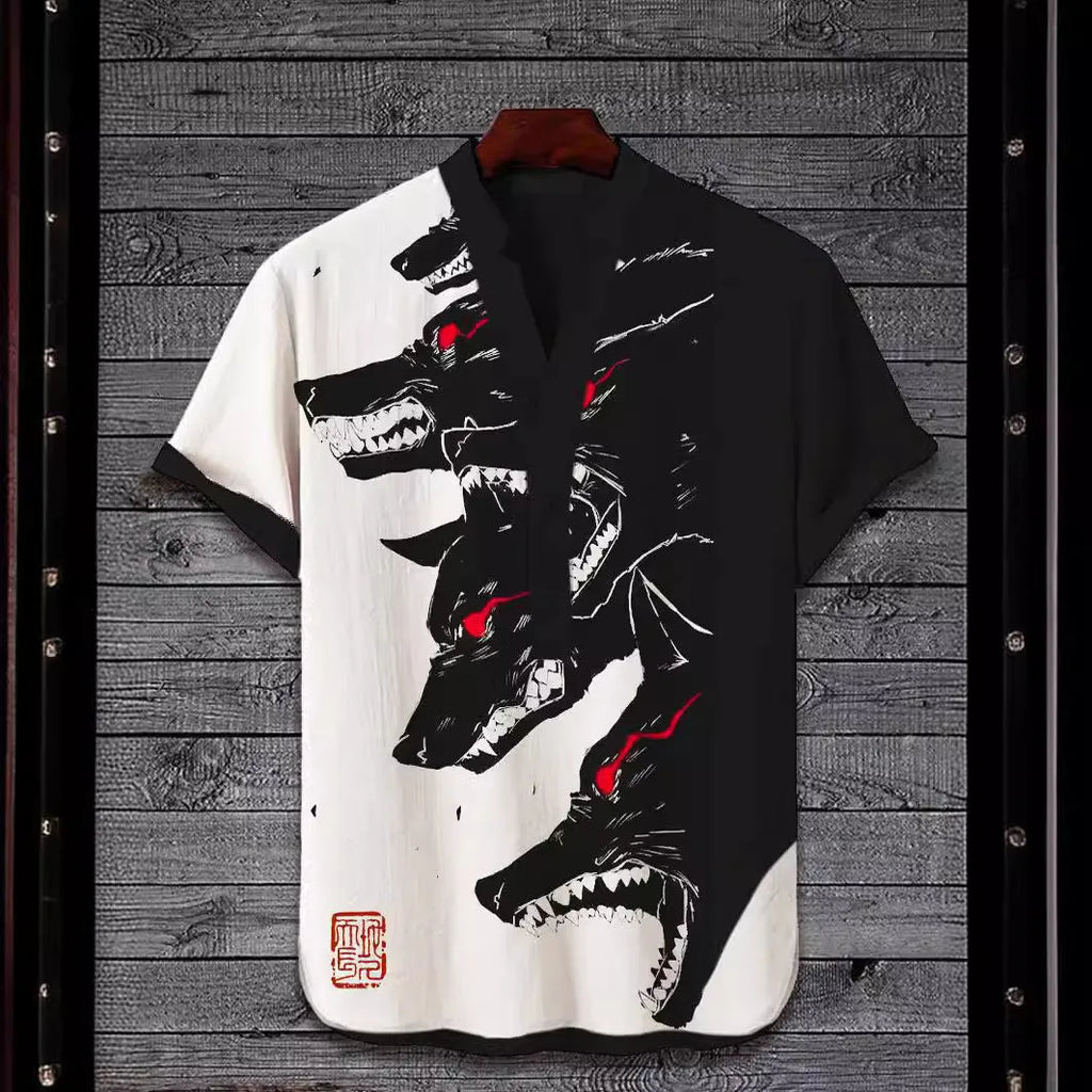 A short sleeve t-shirt with a colourful 3D digital animal graphic print on the front.