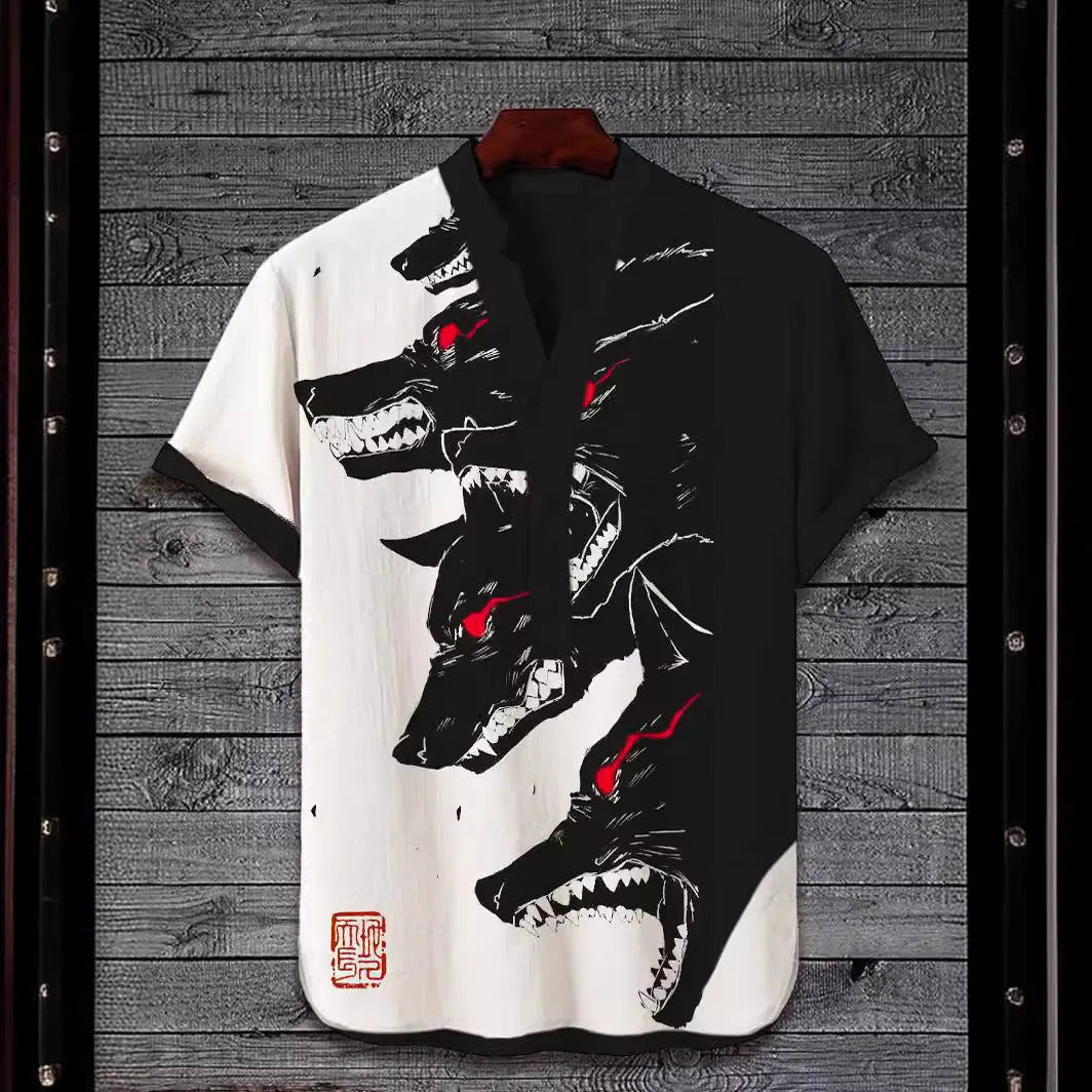 A short sleeve t-shirt with a colourful 3D digital animal graphic print on the front.
