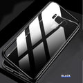 Anti-peeping magnetic clamshell phone case for Samsung Galaxy in black with double-sided glass