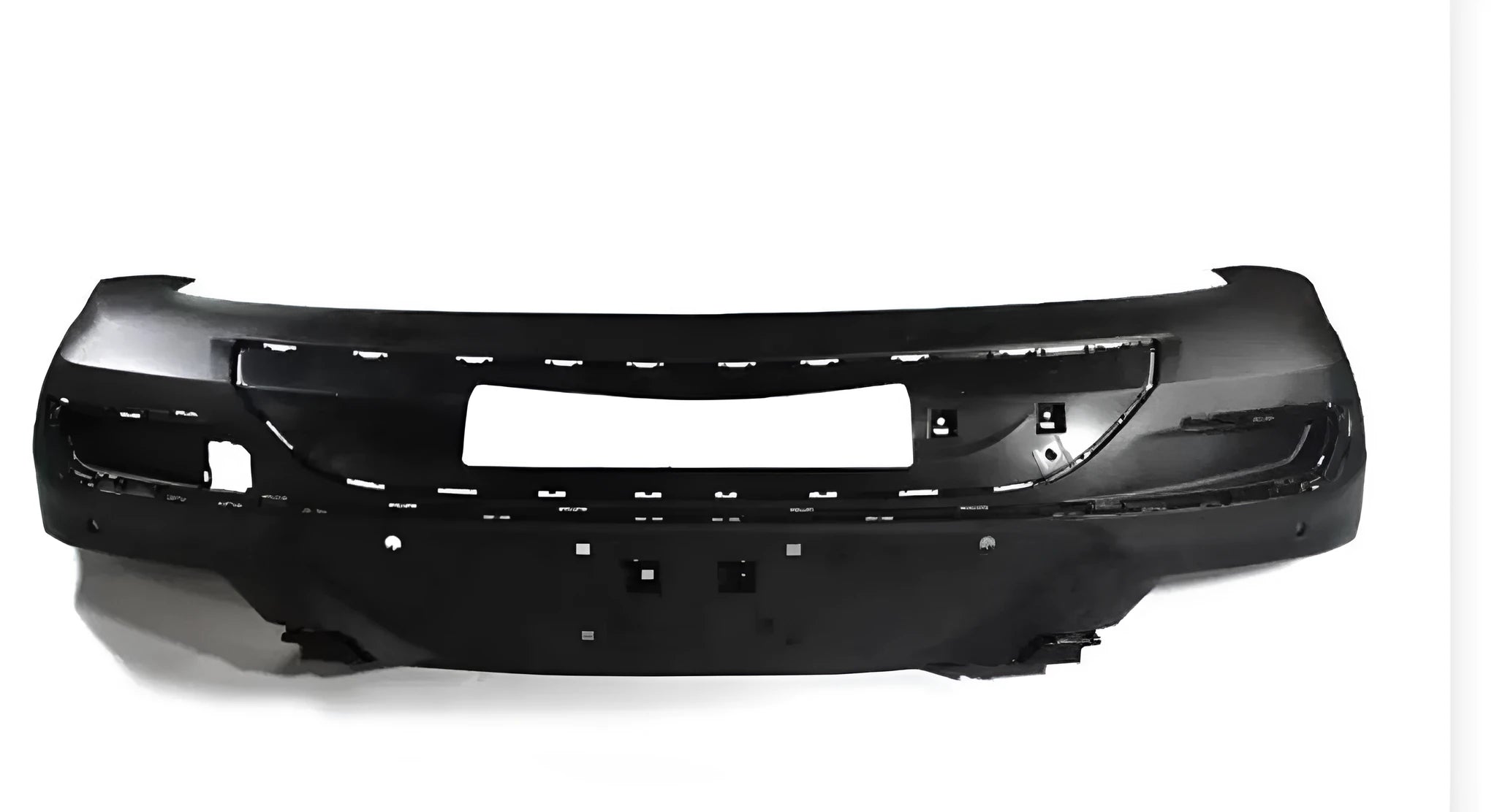 Black plastic vehicle bumper replacement part