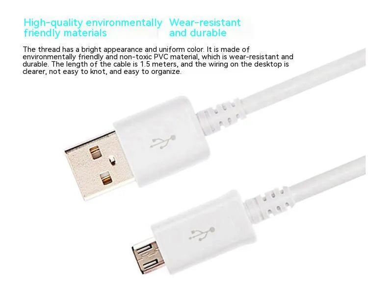 Android Micro USB data cable in black with 1 metre length for charging and data transfer