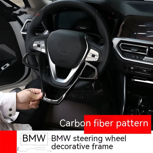 BMW steering wheel buttons frame with carbon fibre pattern, deluxe edition
