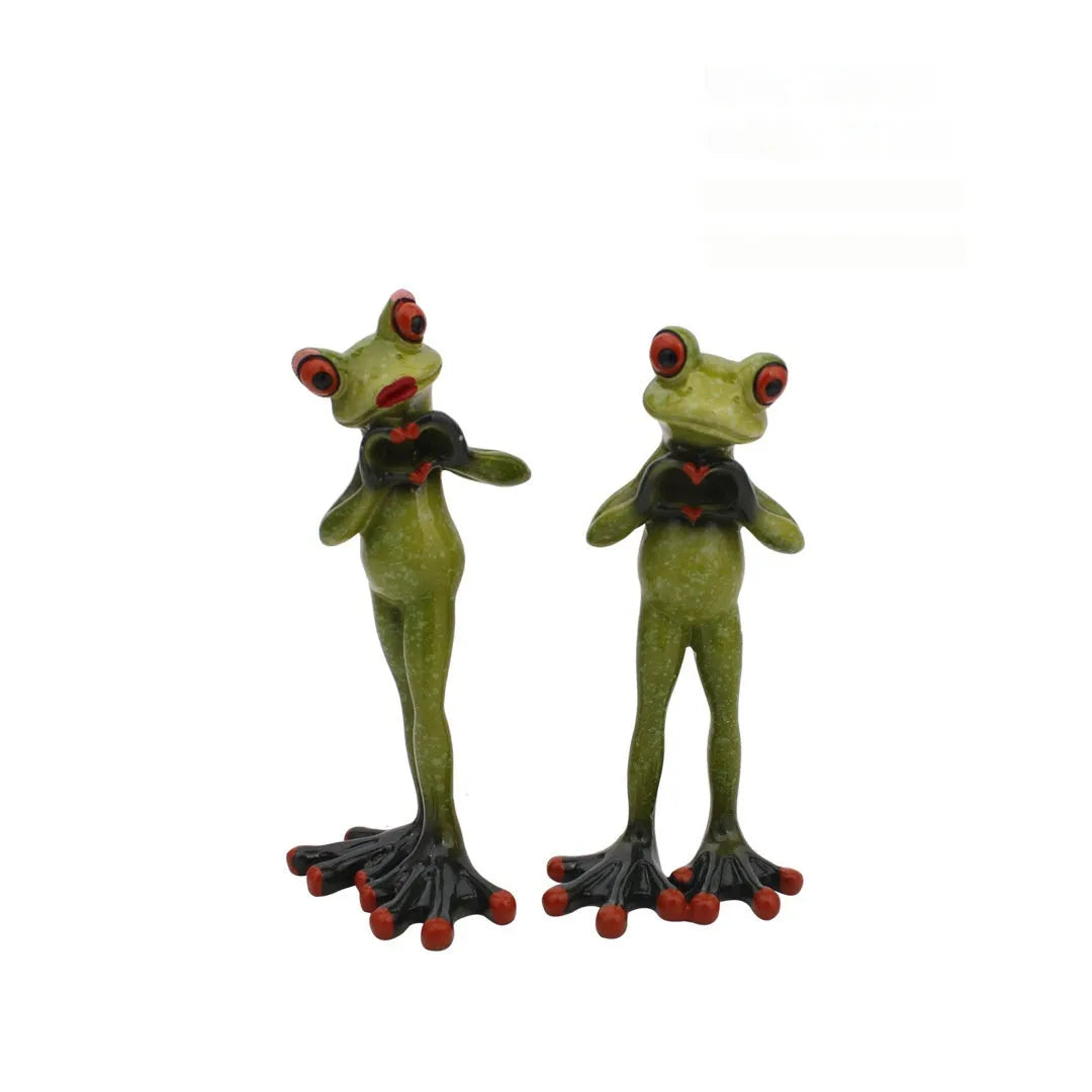 Pastoral style synthetic resin frog ornament for living room and study home decoration