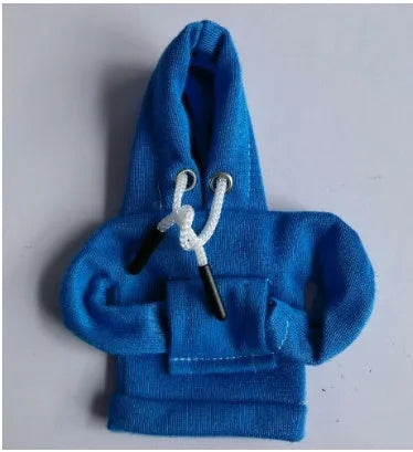 Blue cloth gear shift knob hoodie cover on a car gear lever