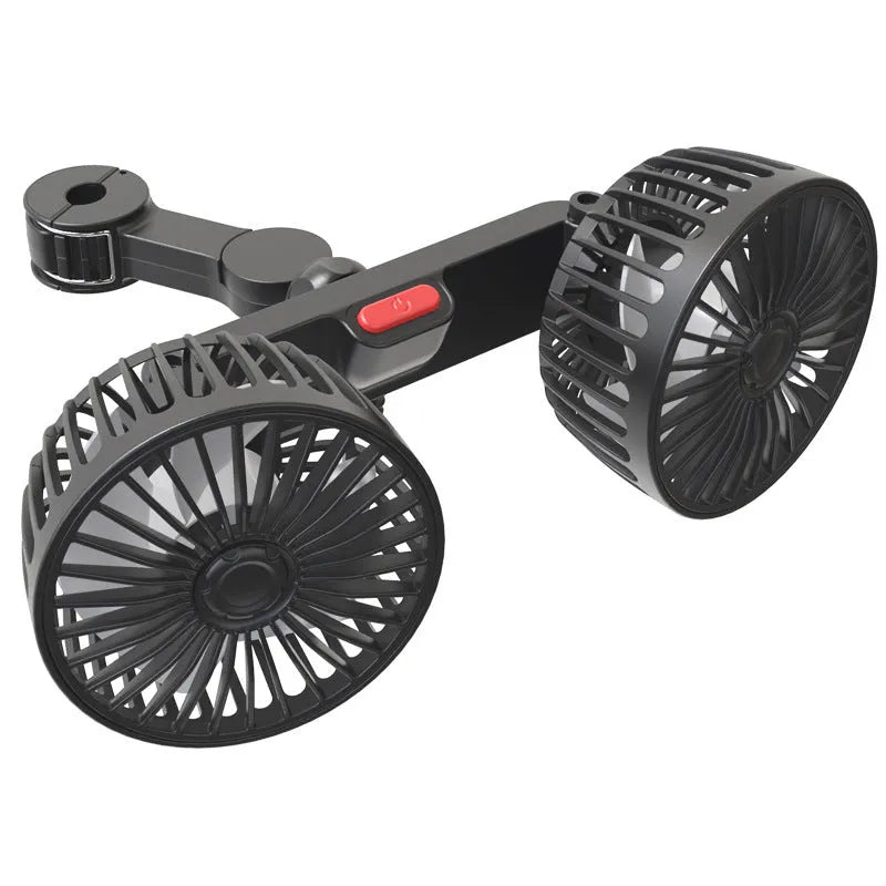 Black car USB rear pillow single head fan with adjustable controls for vehicle cooling
