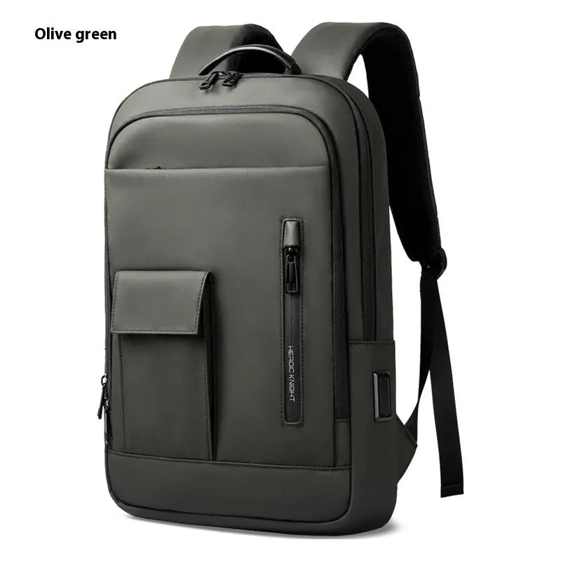 Men's lightweight Oxford cloth backpack in solid colour with sewing line details for business travel