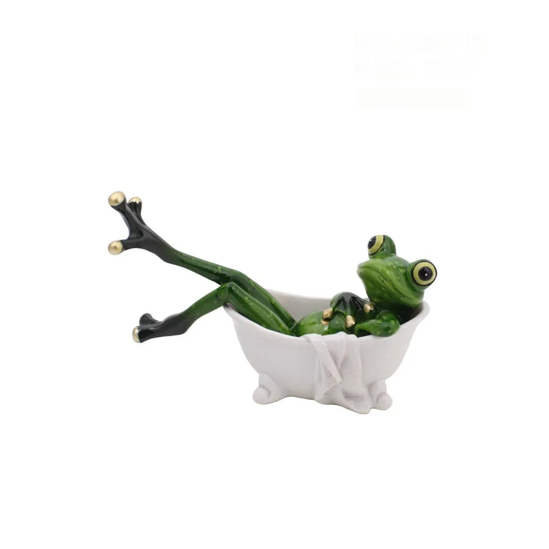 Pastoral style synthetic resin frog ornament for living room and study home decoration
