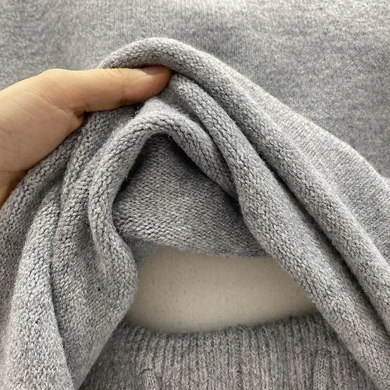 Women's loose-fitting long sleeve sweater with knitted wide-leg shorts two-piece set in polyester acrylic blend